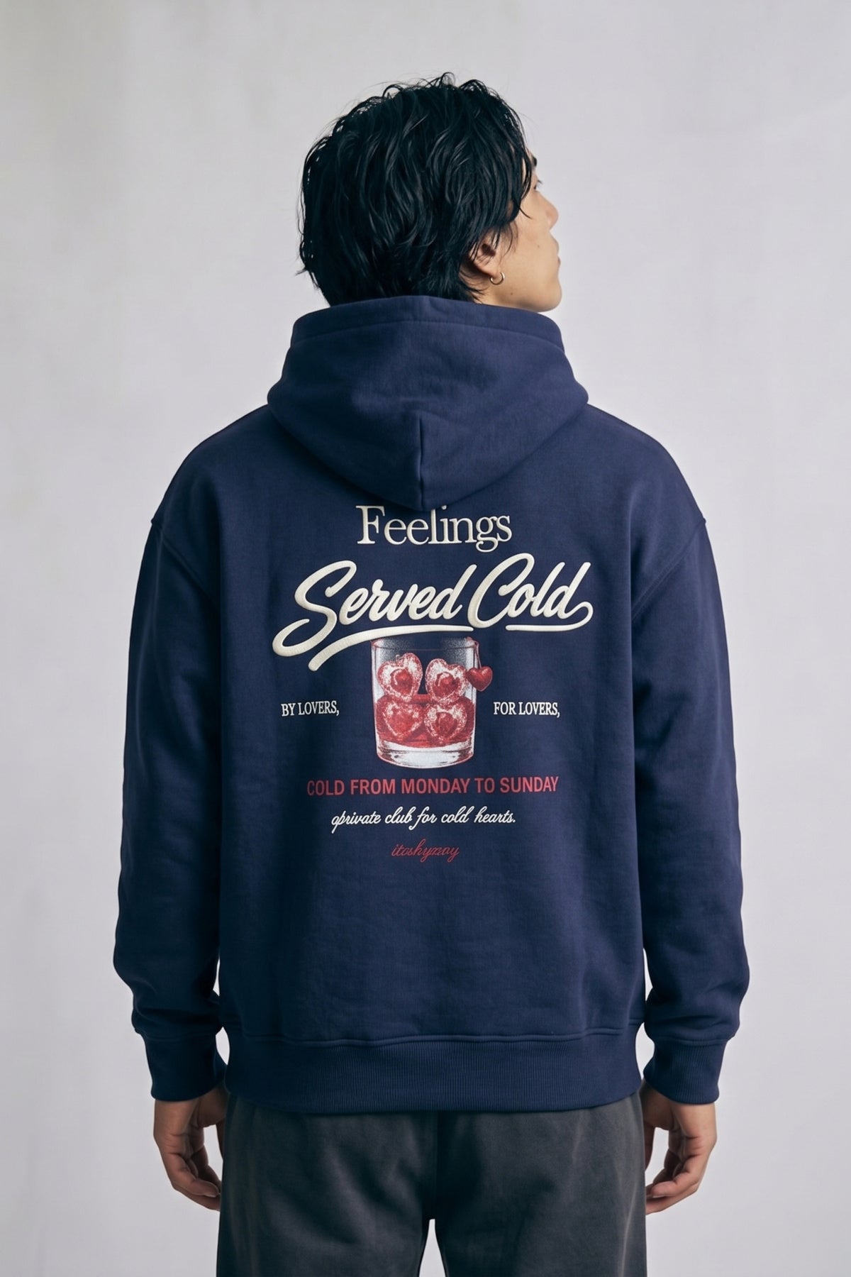 Erkek Feelings Baskılı ve Nakışlı Oversize Sweatshirt - lacivert