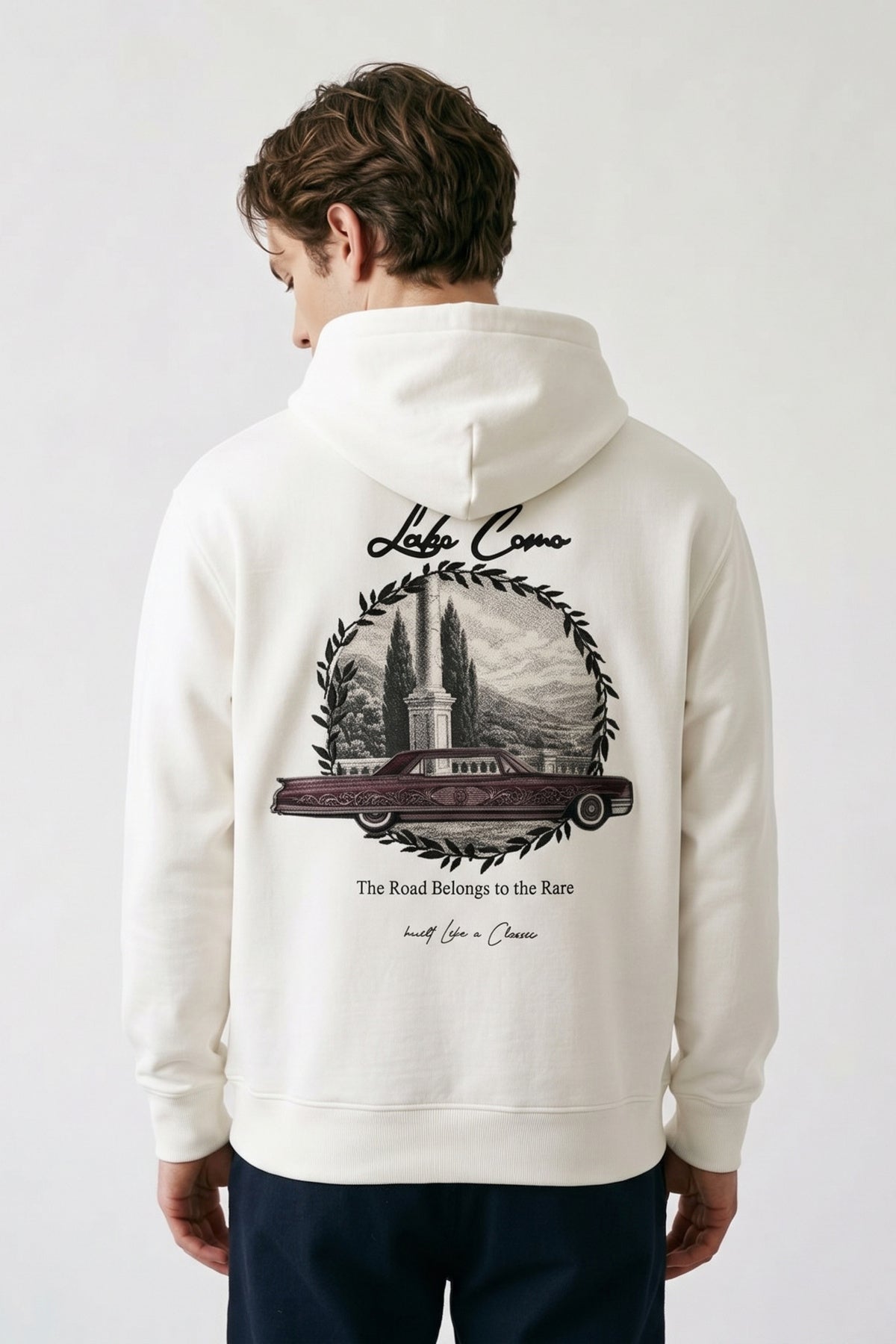 Erkek Lake Como Patch Detaylı Oversize Sweatshirt - beyaz