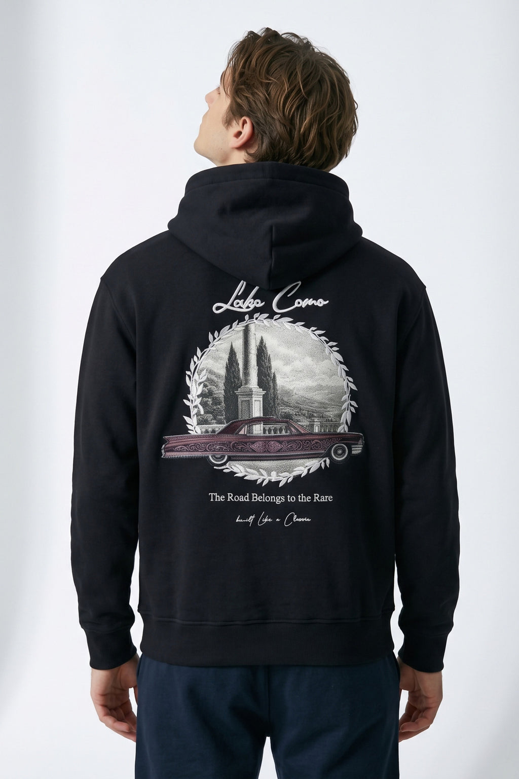 Erkek Lake Como Patch Detaylı Oversize Sweatshirt - siyah