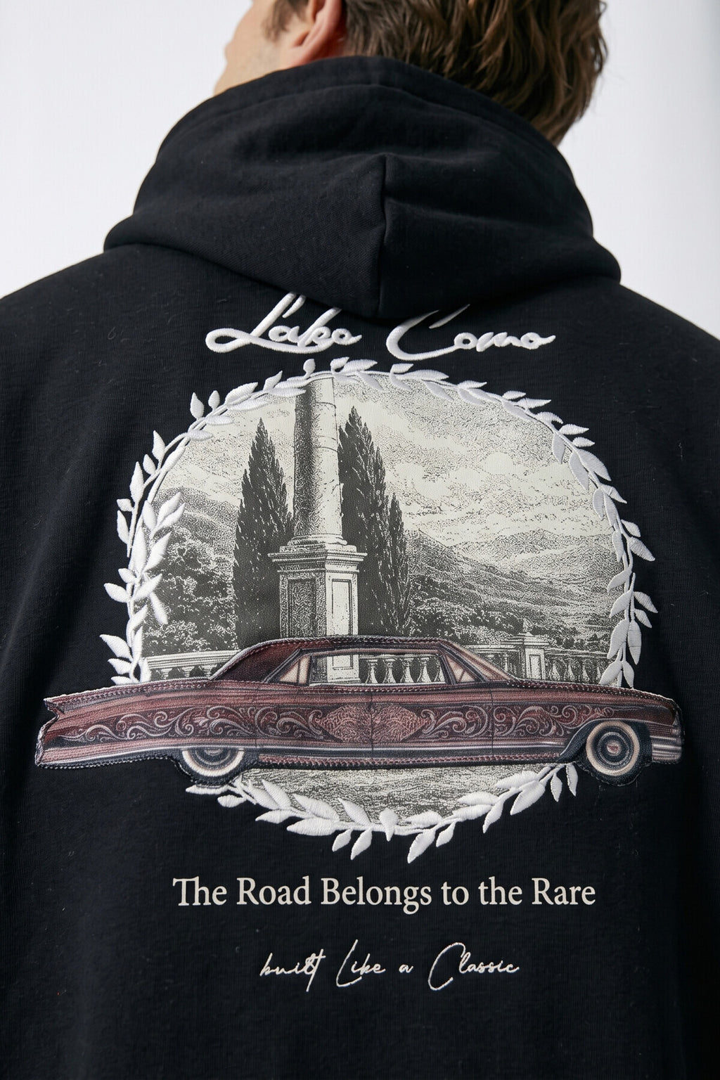 Erkek Lake Como Patch Detaylı Oversize Sweatshirt - siyah