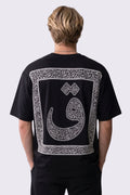 KAF Oversize Nakış ve Baskılı T-Shirt - Siyah