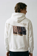 Erkek Carpet Patch Detaylı Oversize Hoodie - beyaz