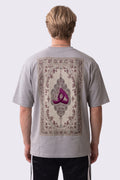 Oversize Nakış ve Baskılı T-Shirt - Ekru