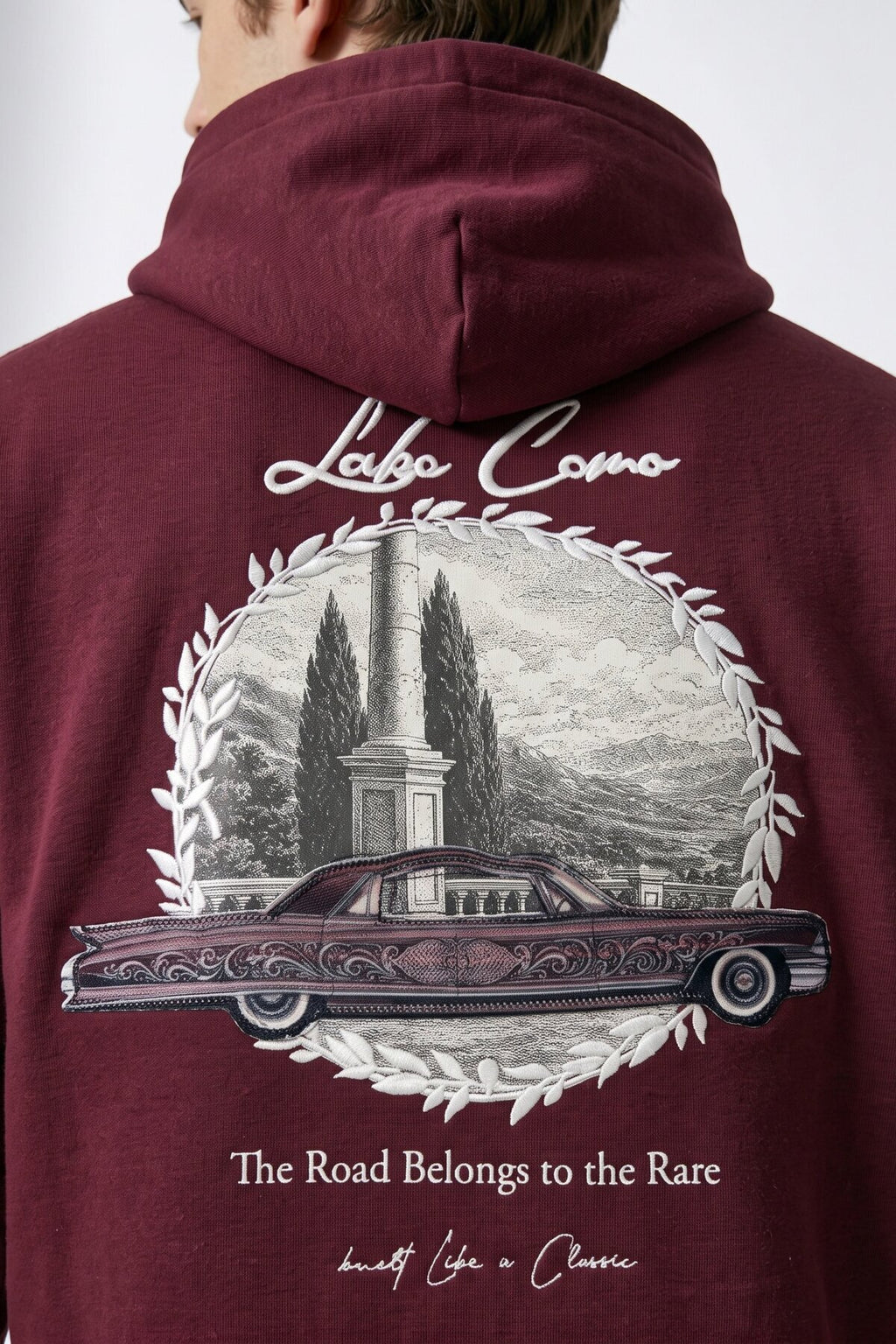 Erkek Lake Como Patch Detaylı Oversize Sweatshirt - bordo