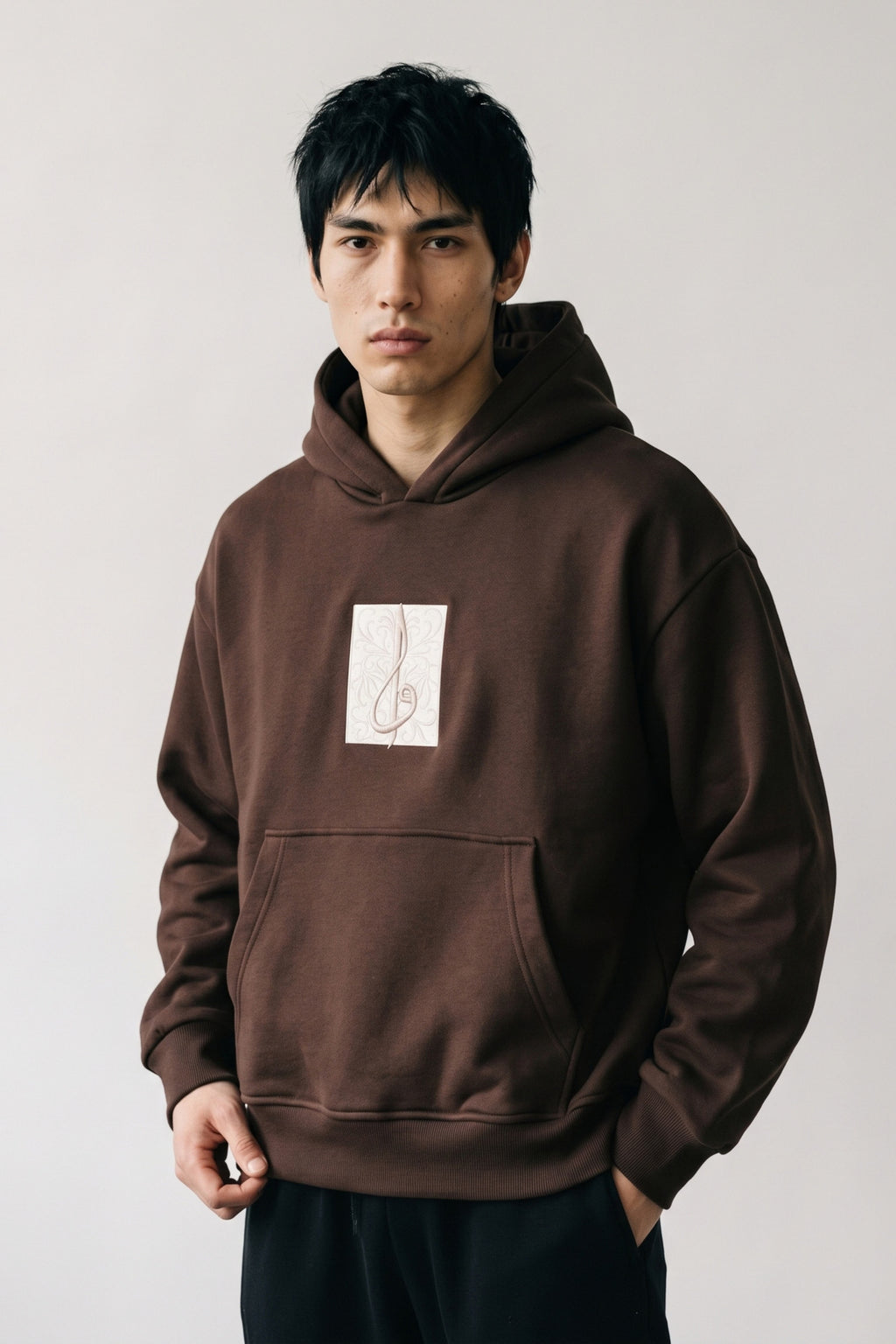 Erkek At Patch Detaylı Oversize Sweatshirt - kahverengi