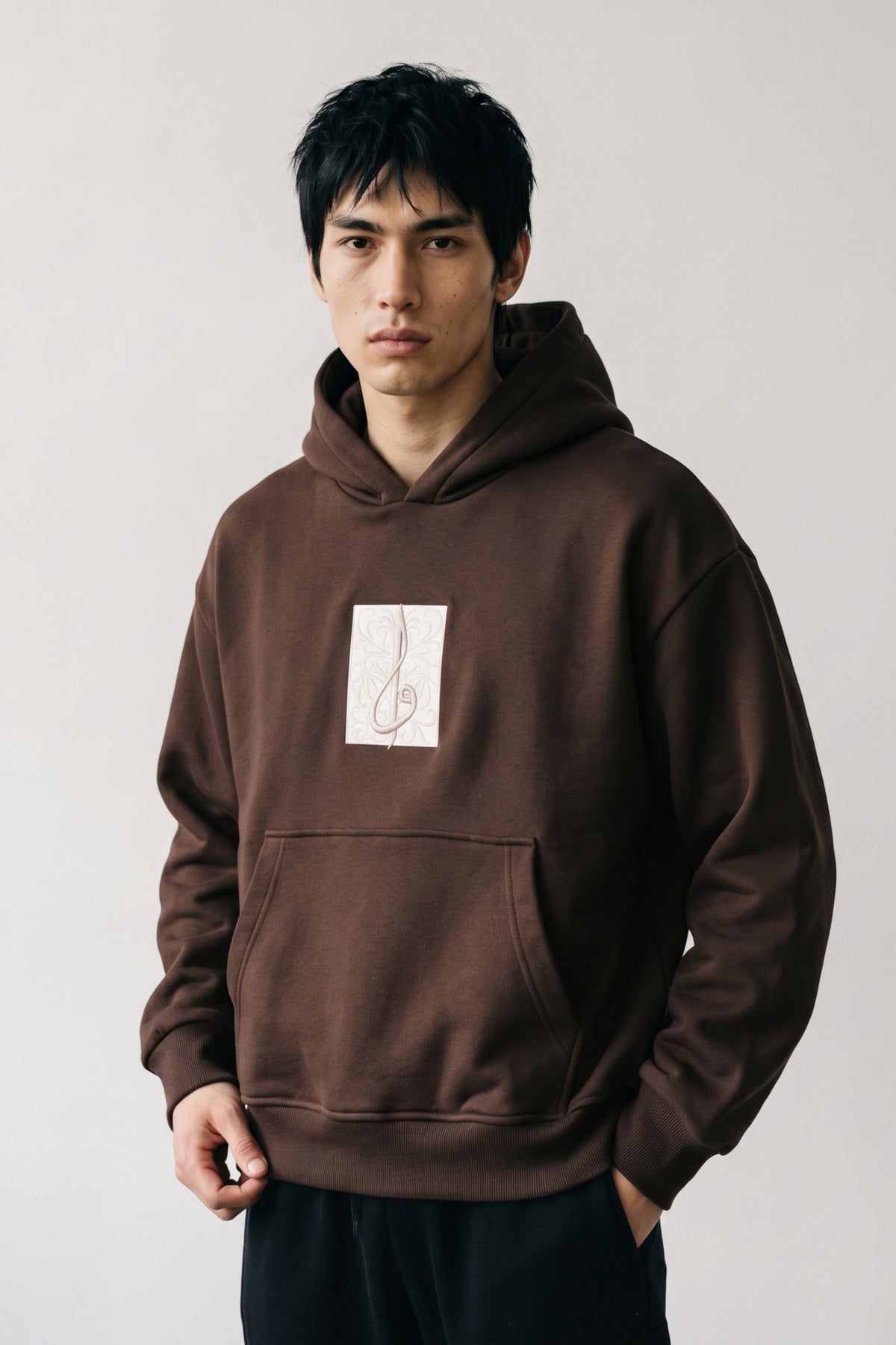 Erkek At Patch Detaylı Oversize Sweatshirt - kahverengi