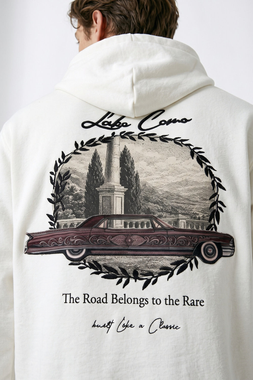 Erkek Lake Como Patch Detaylı Oversize Sweatshirt - beyaz