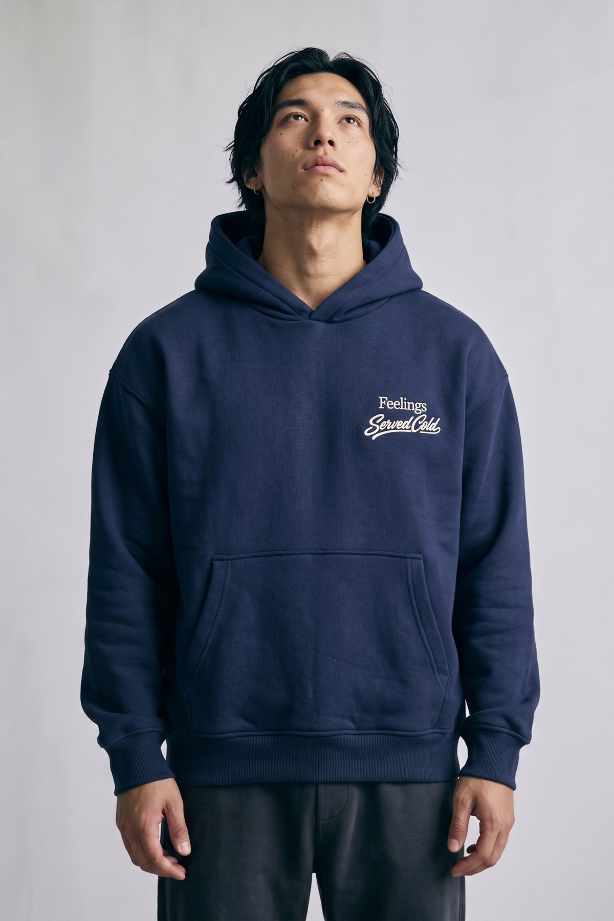 Erkek Feelings Baskılı ve Nakışlı Oversize Sweatshirt - lacivert