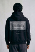 Erkek Da Vinci Baskılı Kapüşonlu Oversize Sweatshirt - siyah