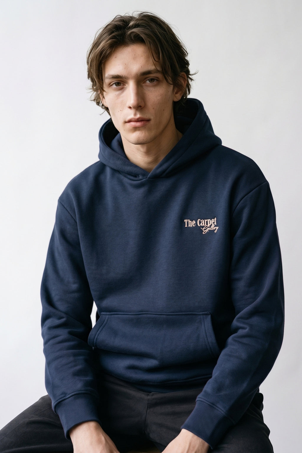 Erkek Carpet Patch Detaylı Oversize Hoodie - lacivert