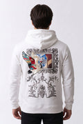 Nakış ve Kadife Baskılı Erkek Sweatshirt - beyaz