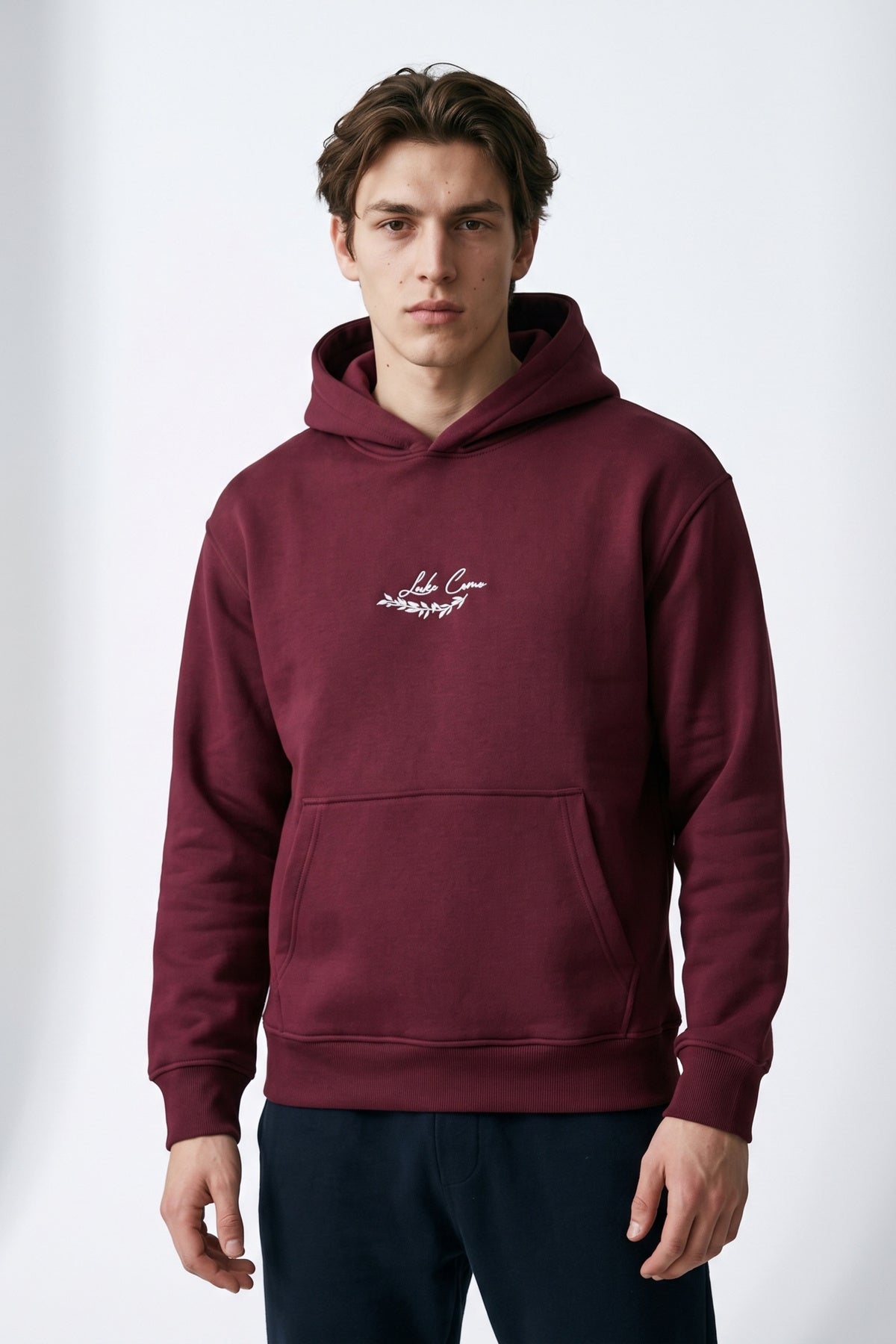 Erkek Lake Como Patch Detaylı Oversize Sweatshirt - bordo
