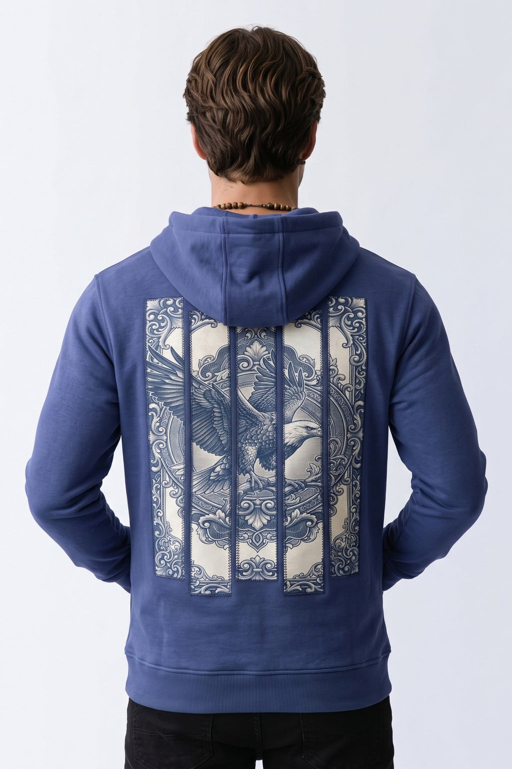 Patchwork Nakışlı Erkek Sweatshirt - lacivert