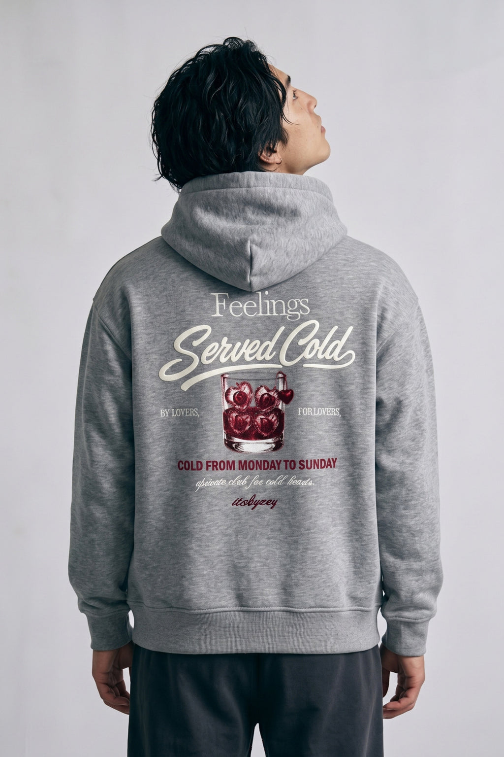 Erkek Feelings Baskılı ve Nakışlı Oversize Sweatshirt - gri