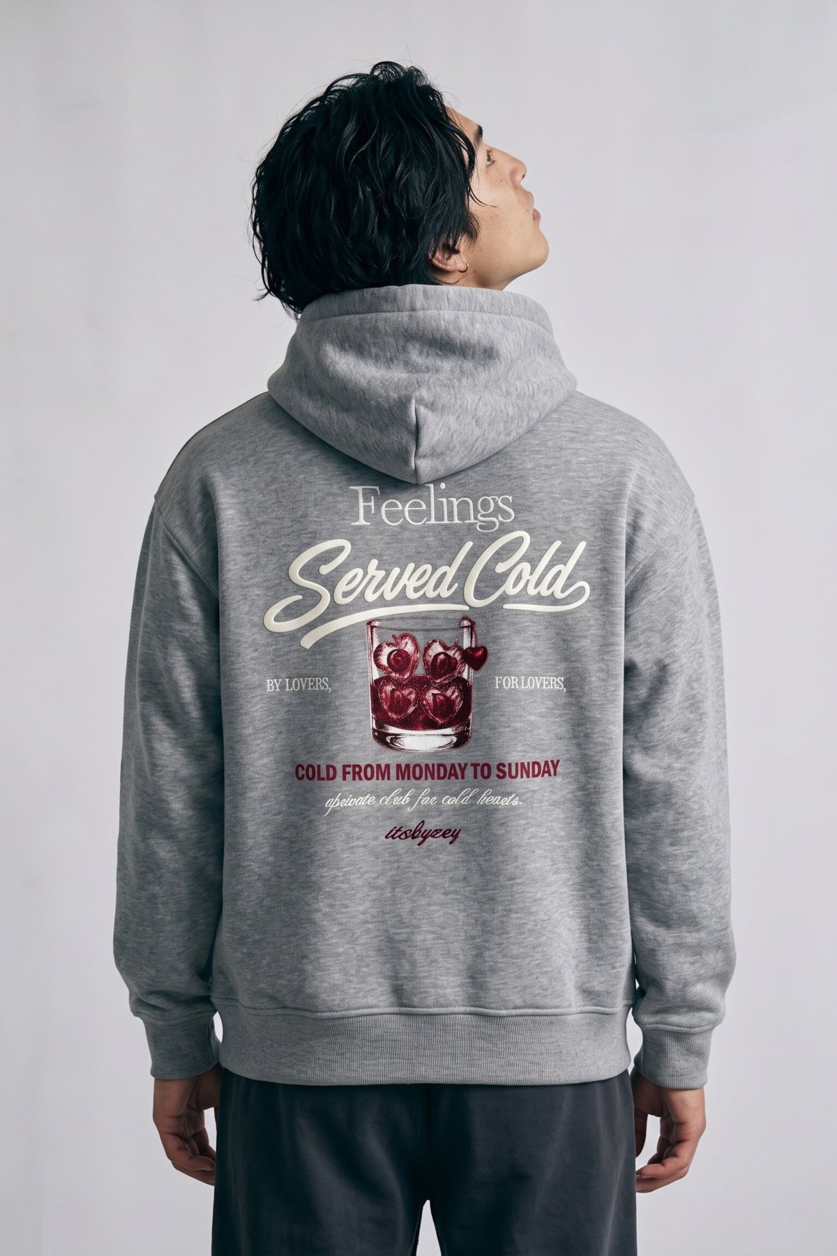 Erkek Feelings Baskılı ve Nakışlı Oversize Sweatshirt - gri