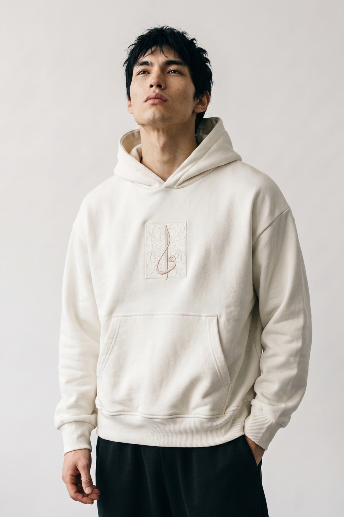 Erkek At Patch Detaylı Oversize Sweatshirt - beyaz
