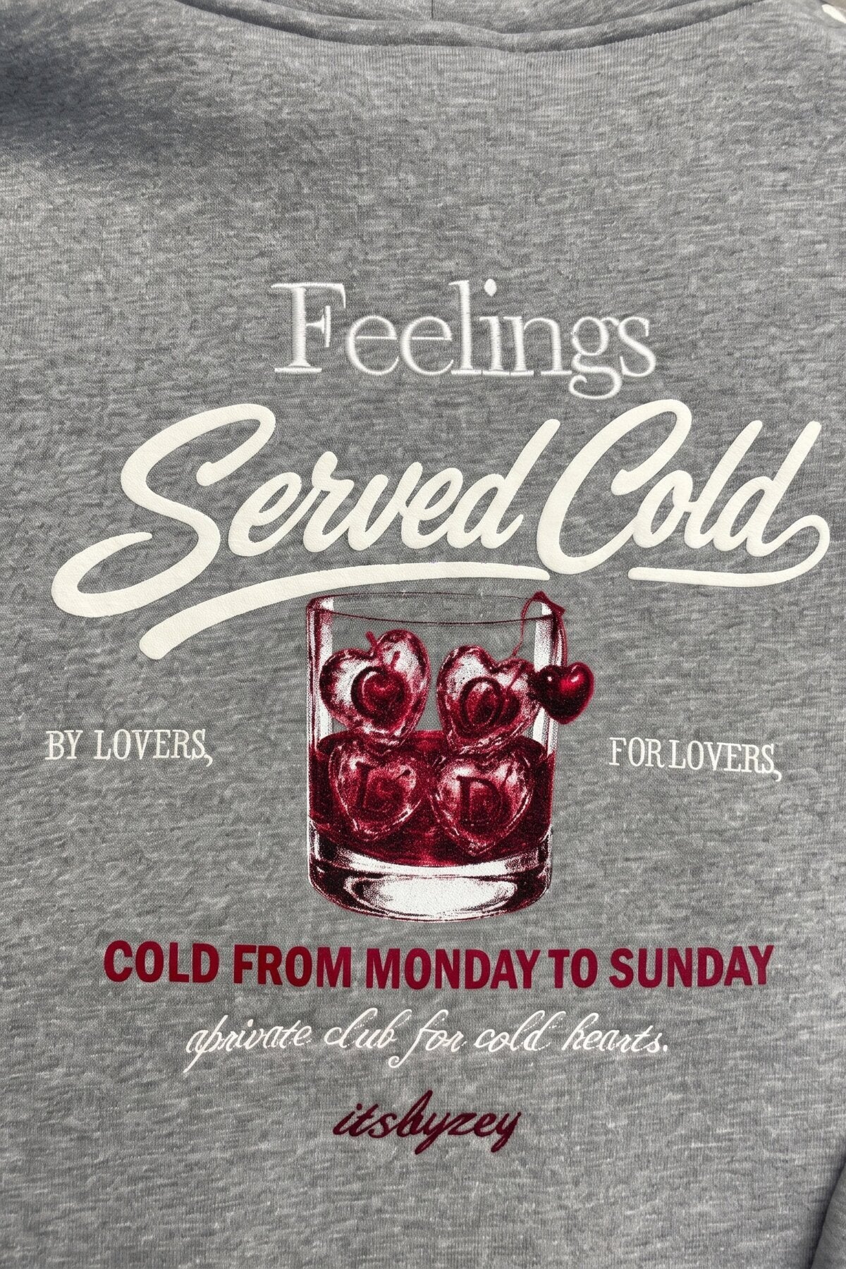 Erkek Feelings Baskılı ve Nakışlı Oversize Sweatshirt - gri