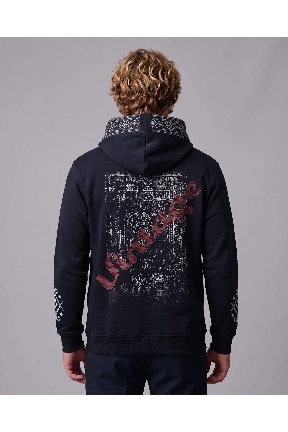 Vintage Pamuk Şardonlu Erkek Sweatshirt - siyah