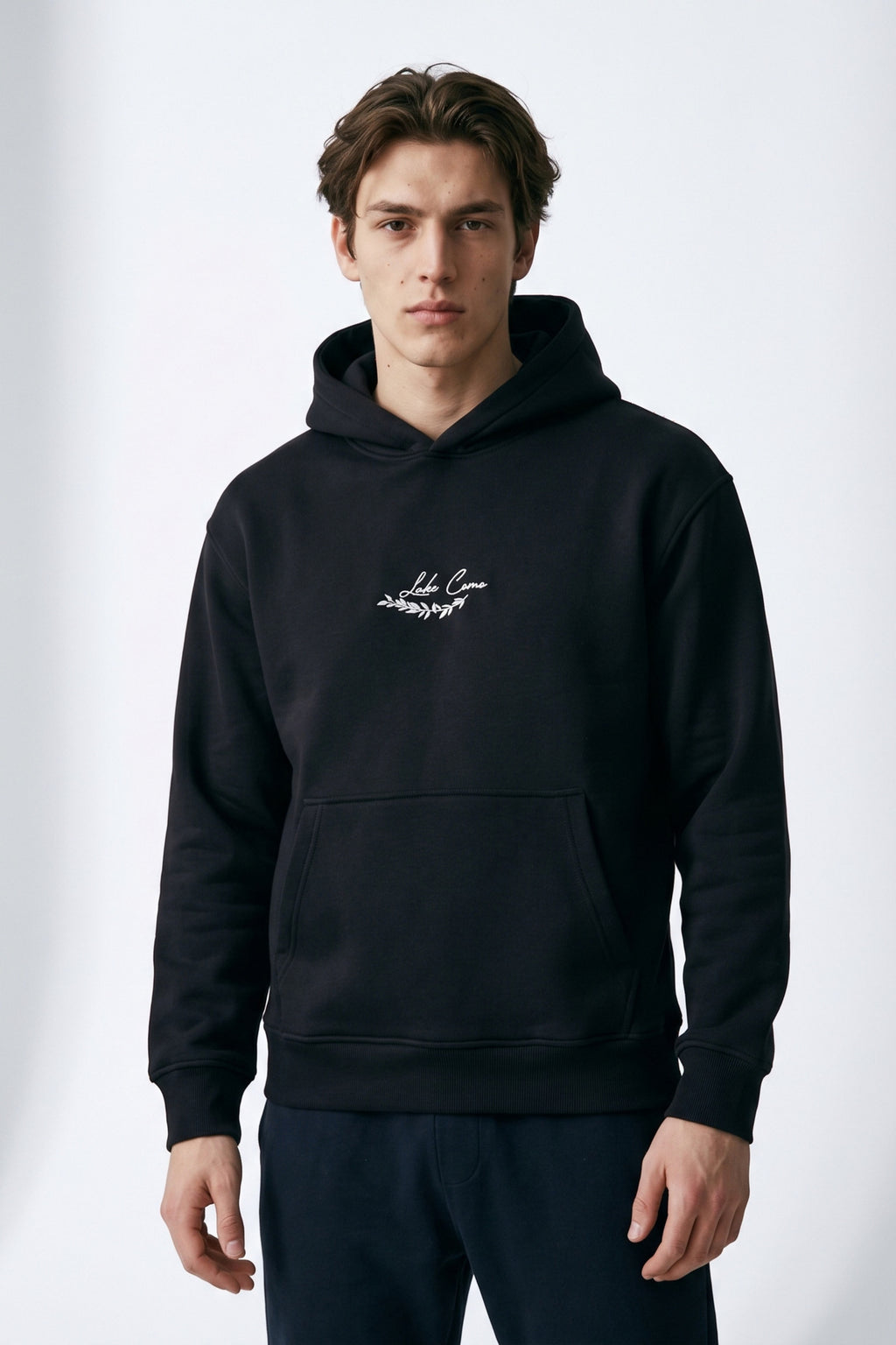 Erkek Lake Como Patch Detaylı Oversize Sweatshirt - siyah