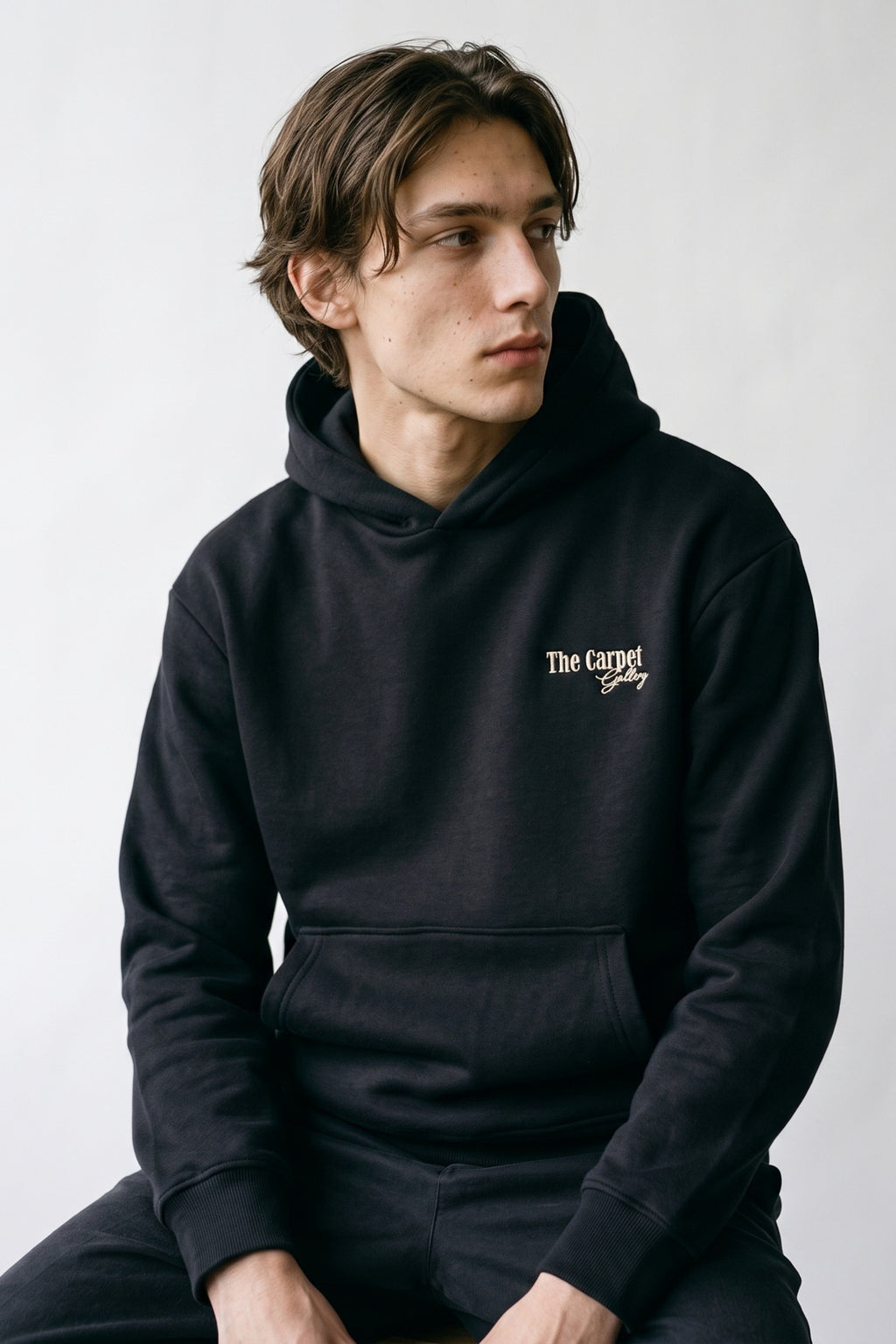 Erkek Carpet Patch Detaylı Oversize Hoodie - siyah