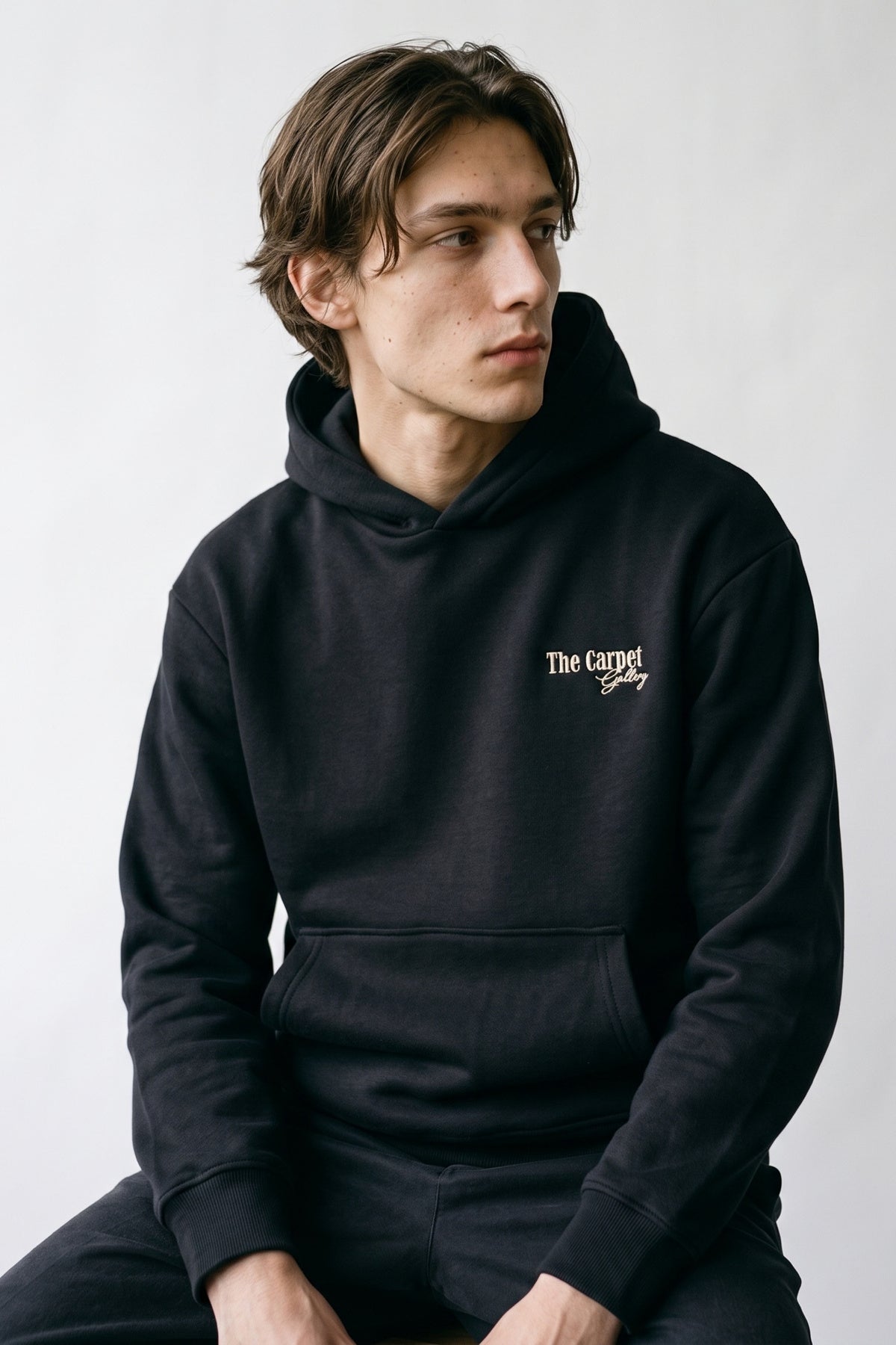 Erkek Carpet Patch Detaylı Oversize Hoodie - siyah