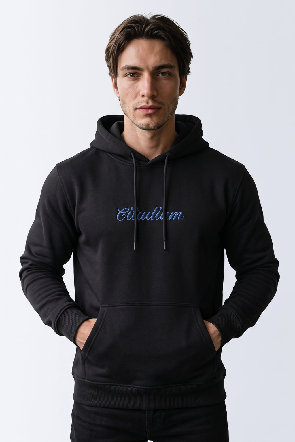 Patchwork Nakışlı Erkek Sweatshirt - siyah