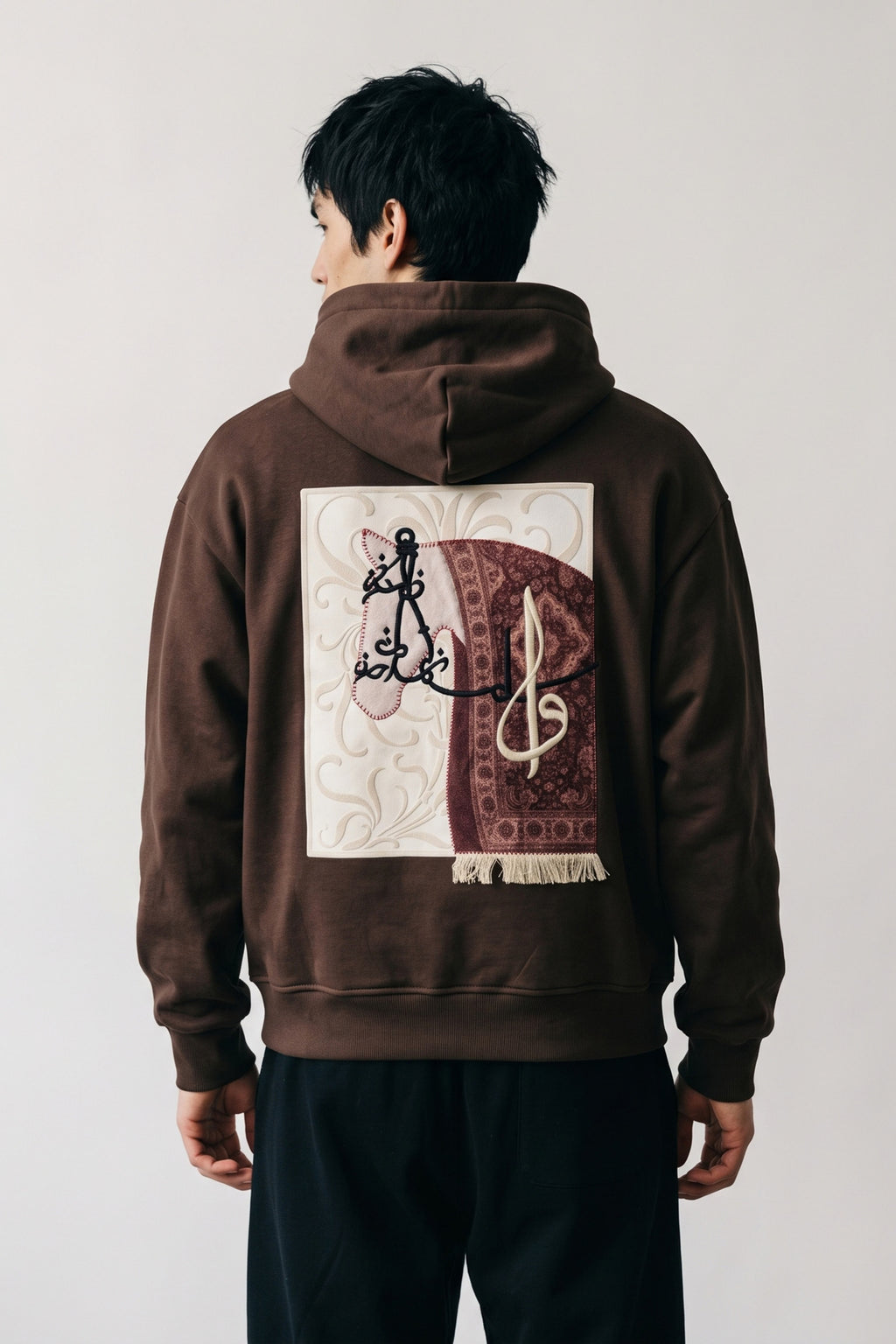 Erkek At Patch Detaylı Oversize Sweatshirt - kahverengi