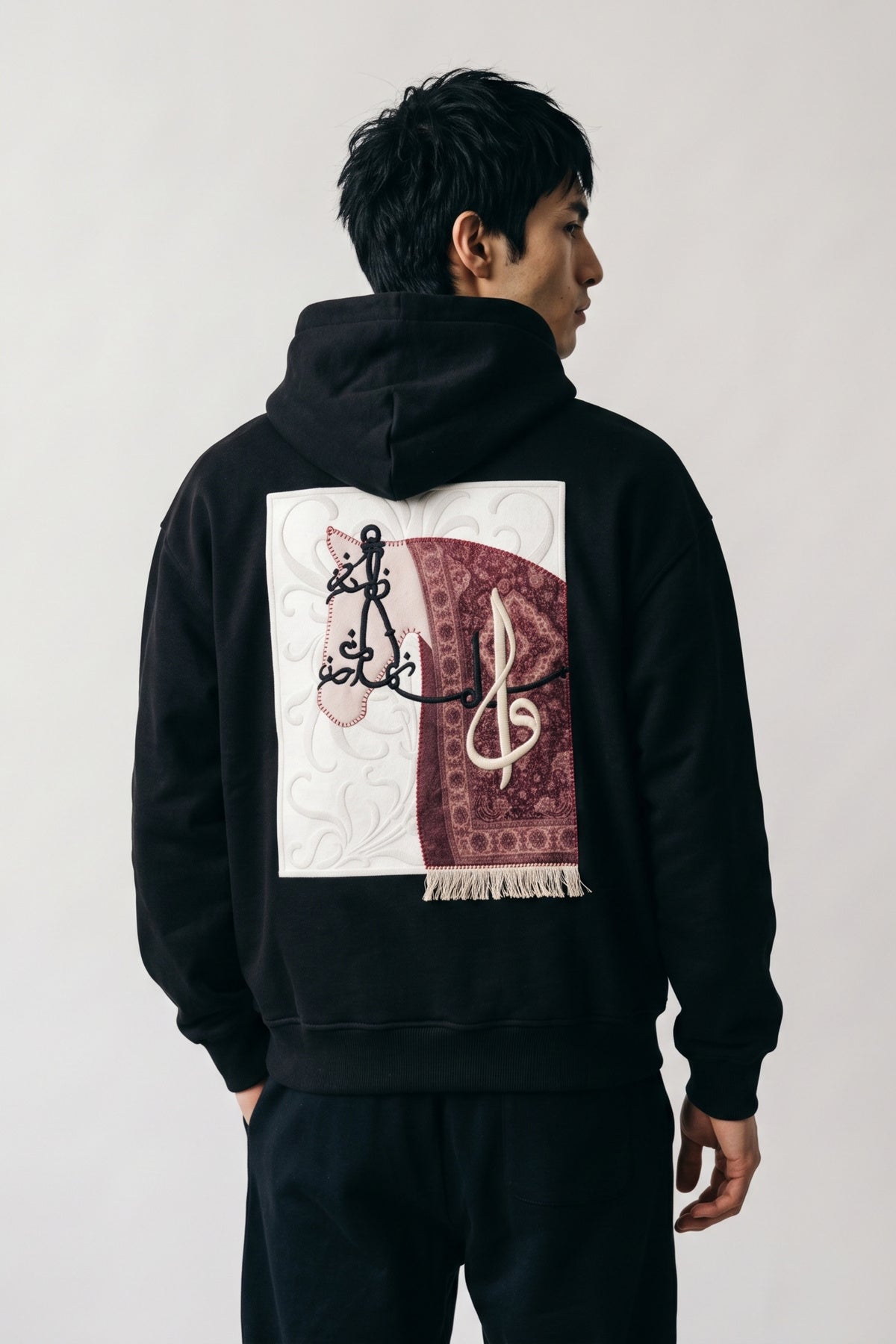 Erkek At Patch Detaylı Oversize Sweatshirt - siyah